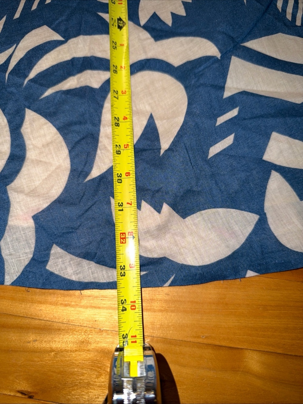 Vintage Women Blue Ivory Abstract Print Full Midi Skirt Lined Pockets 29” Waist - Picture 7 of 8